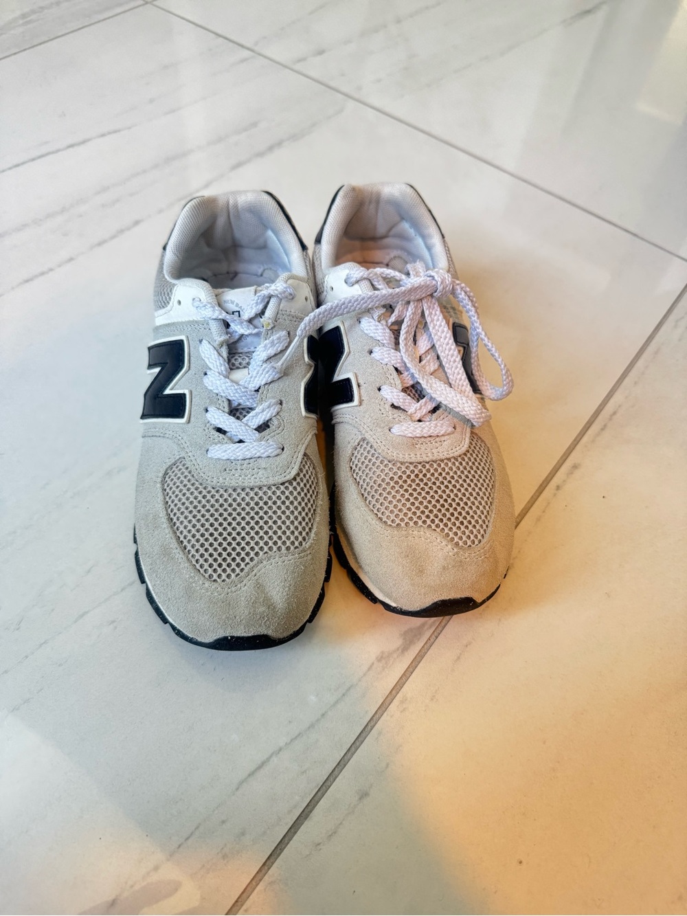 New Balance Kids Light Gray and Black Lace-Up Sneakers